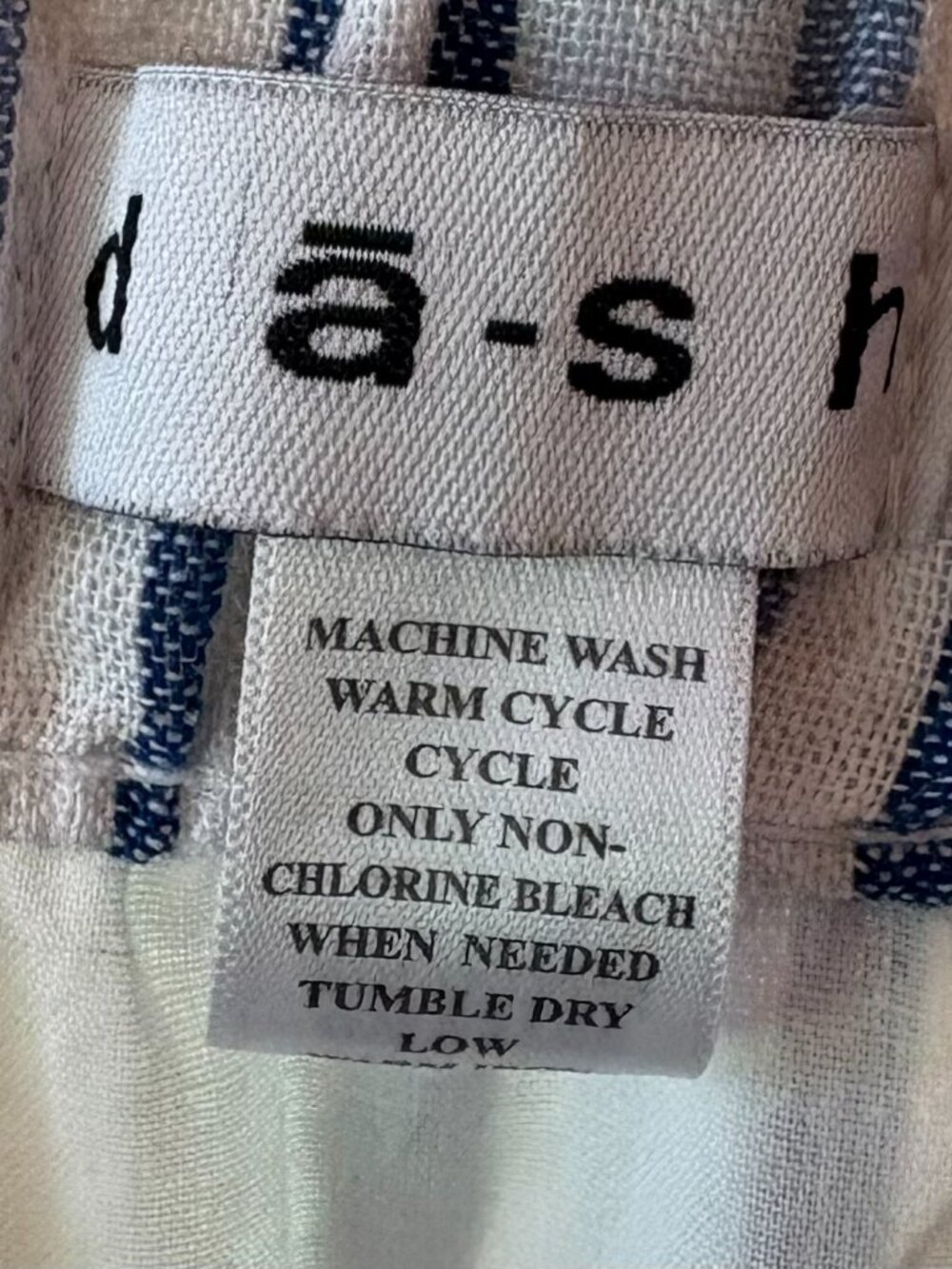 Linen Blend Midi Summer Skirt Blue White Vertical Striped Pockets M / L Capsule - Picture 12 of 12